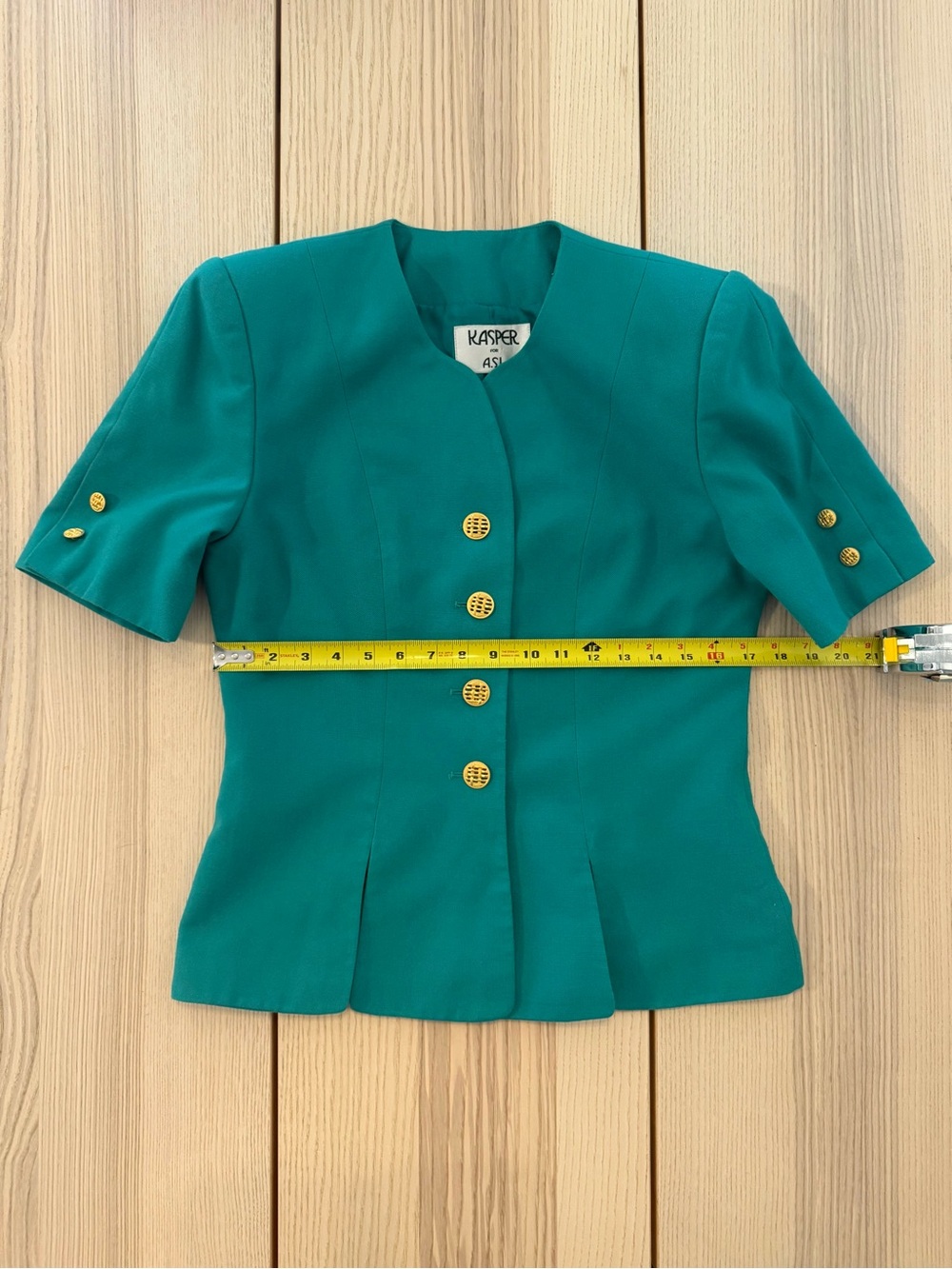 Vintage Kasper ASL Teal Skirt Suit Set Women’s 8 Peplum Career Office - Picture 6 of 13